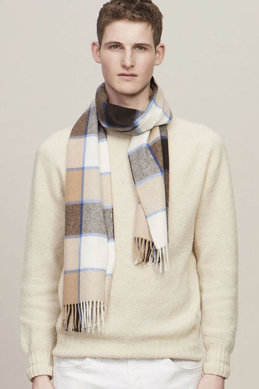 Joshua Ellis Fudge X Chocolate Classic Check Brushed Cashmere Scarf